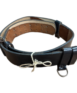 WW2 German SS Officer Black Leather Dress Belt By bmd Dated 1942 Stamped RZM (Original)